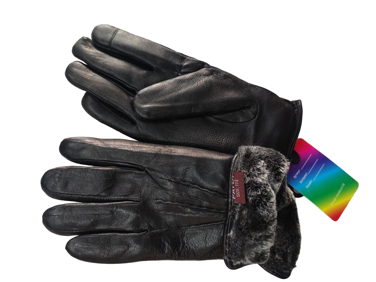 Чоловічі шкіряні рукавички зимові, підкладка хутро, фото 1