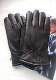 Шкіряні зимові чоловічі рукавички з оленячої шкіри, підкладка хутро, Румунія, фото 2