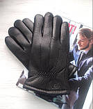 Шкіряні зимові чоловічі рукавички з оленячої шкіри, підкладка хутро, Румунія, фото 5