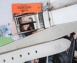 Чоловічий шкіряний ремінь білого кольору, фото 2