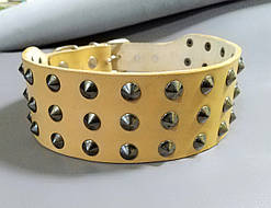 Шкіряний нашийник для собаки "Lockdog" з маленькими шипами бежевий