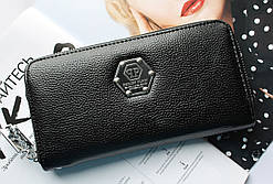 Жіночий стильний гаманець Philipp Plein чорний