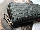 Жіночий шкіряний гаманець з тисненням під крокодила, фото 2