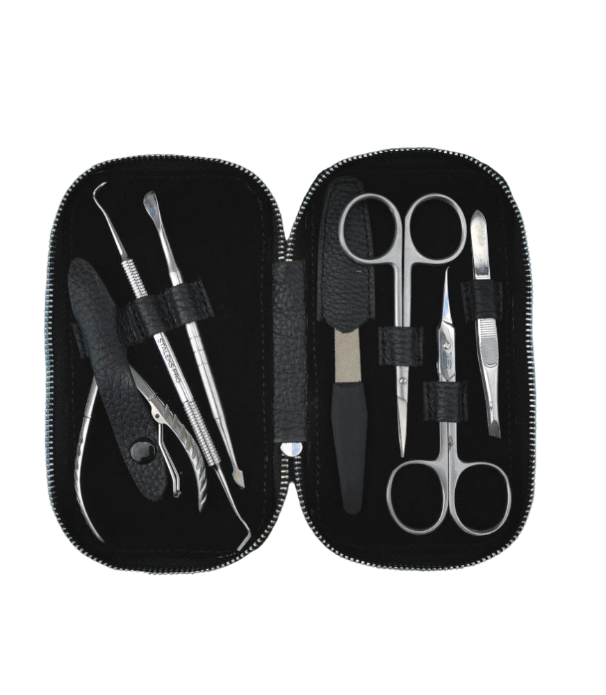 Компактний шкіряний чохол для манікюрних інструментів LeathART чорний, фото 1
