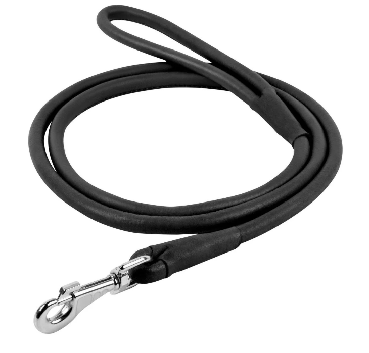 Круглий шкіряний поводок для собаки "Lockdog" довжина 1.2 м чорний, фото 1