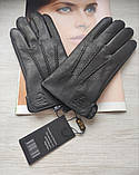 Шкіряні чоловічі рукавички перчатки зі шкіри оленя, Румунія підкладка махра, фото 3