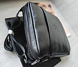 Стильна чоловіча шкіряна сумка месенджер Calvin Klein black у фірмовому пакеті, фото 2