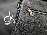 Стильна чоловіча шкіряна сумка месенджер Calvin Klein black у фірмовому пакеті, фото 4