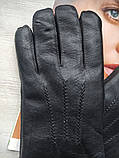 Теплі чоловічі шкіряні рукавички перчатки, зовнішній шов, фото 3