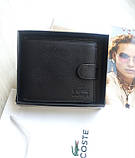 Чоловічий подарунковий набір Lacoste ремінь і гаманець чорний, фото 5