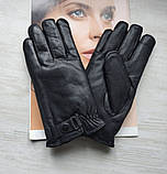 Чоловічі шкіряні рукавички зимові чорні, фото 3