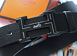 Стильний шкіряний ремінь з чорної пряжкою чорний, фото 4