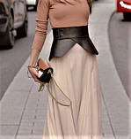 Жіночий широкий пояс баска з натуральної шкіри широкий чорний, фото 2