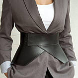 Жіночий широкий пояс баска з натуральної шкіри широкий чорний, фото 4