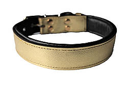 Шкіряний нашийник для собак "Lockdog" золотистий