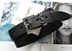Жіночий ремінь ширина 3.8 см пряжка срібло Yves Saint Laurent чорний