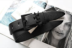 Жіночий ремінь ширина 3.8 см пряжка чорна Yves Saint Laurent чорний