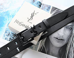 Жіночий ремінь ширина 3 см пряжка чорна Yves Saint Laurent чорний