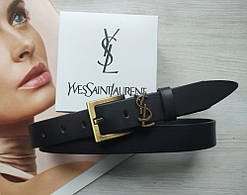 Жіночий ремінь ширина 3 см пряжка бронза Yves Saint Laurent чорний