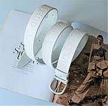 Жіночий шкіряний ремінь Guess білий, фото 4