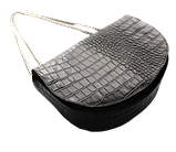 Жіноча шкіряна сумка з тисненням під крокодила чорна, фото 2