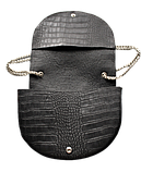 Жіноча шкіряна сумка з тисненням під крокодила чорна, фото 5