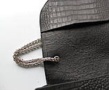 Жіноча шкіряна сумка з тисненням під крокодила чорна, фото 10