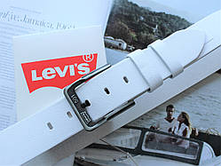 Чоловічий шкіряний ремінь  LEVIS білий