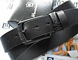 Шкіряний ремінь Massimo пряжка чорна + коробка в подарунок, фото 3