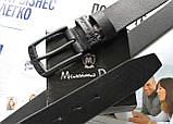 Шкіряний ремінь Massimo пряжка чорна + коробка в подарунок, фото 4