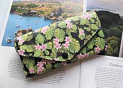 Шкіряний жіночий гаманець "Giungla" тропічний принт