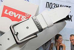 Чоловічий шкіряний ремінь у стилі levis білий