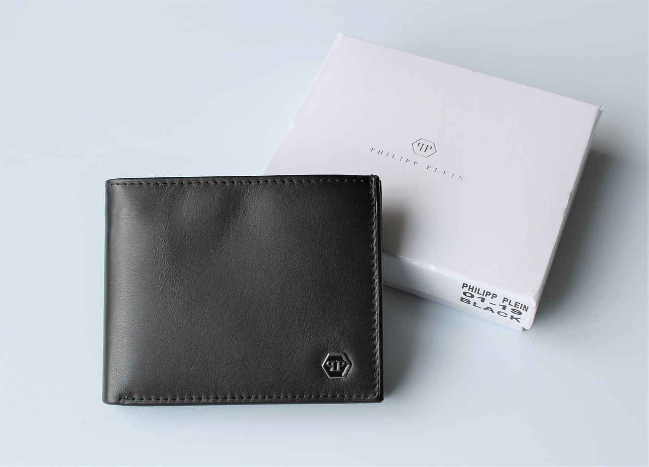 Чоловічий шкіряний гаманець Philipp Plein чорний, фото 1