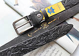 Кожаный женский ремень с цветочным узором, фото 3