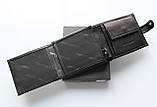 Чоловічий шкіряний подарунковий набір Armani ремінь і гаманець чорні, фото 5