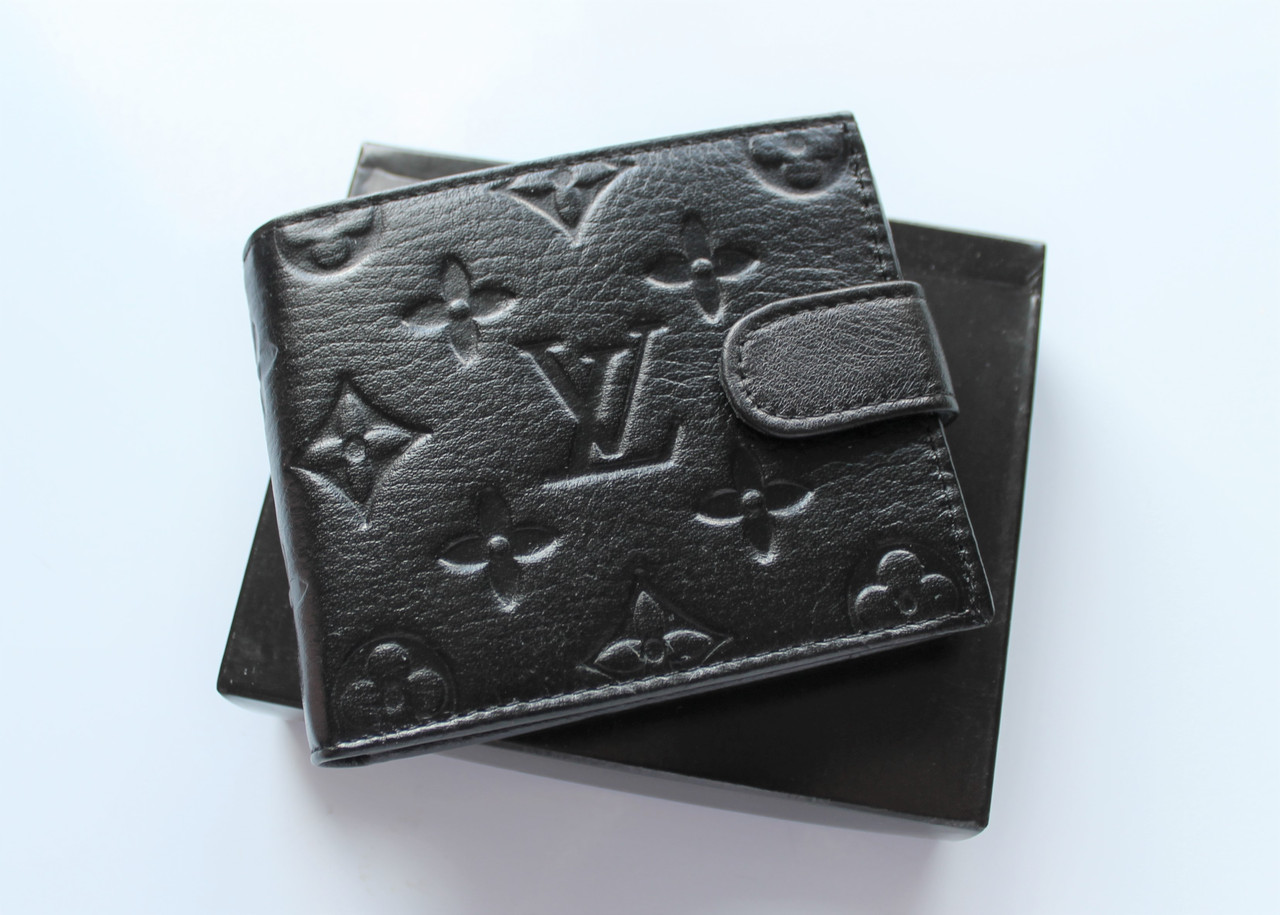 Чоловічий шкіряний гаманець LV в коробці, фото 1
