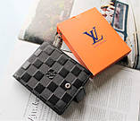 Чоловічий шкіряний гаманець LV чорний, фото 2