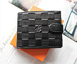 Чоловічий шкіряний гаманець LV чорний, фото 3
