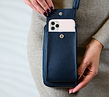 Жіноча шкіряна сумка-гаманець через плече "Ricambio" синя, фото 4