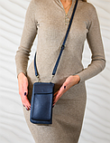 Жіноча шкіряна сумка-гаманець через плече "Ricambio" синя, фото 5