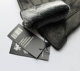 Шкіряні чоловічі рукавички з оленячої шкіри, підкладка махра, фото 3