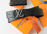 Чоловічий подарунковий набір: ремінь і гаманець Louis Vuitton black, фото 2