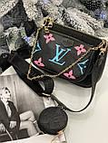 Жіноча сумка 3в1 louis vuitton multi pochette black, фото 4