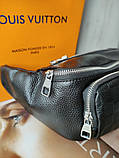 Чоловіча шкіряна сумка бананка Louis Vuitton чорна, фото 3