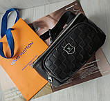 Чоловіча шкіряна сумка бананка Louis Vuitton чорна, фото 5