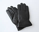 Чоловічі шкіряні рукавички зимові, штучне хутро, фото 3