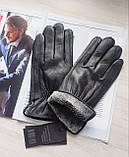 Чоловічі шкіряні рукавички підкладка махра, Румунія, фото 2