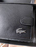 Чоловічий подарунковий набір Lacoste ремінь і гаманець чорні, фото 8