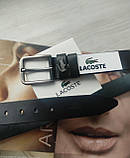 Чоловічий подарунковий набір Lacoste ремінь і гаманець чорні, фото 4
