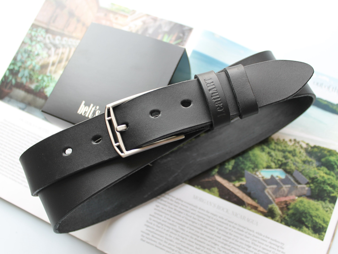 Жіночий шкіряний ремінь "LA" чорний, фото 1